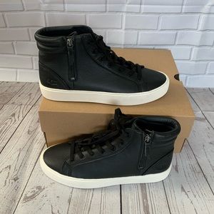 UGG Black Leather High-Top Sneakers